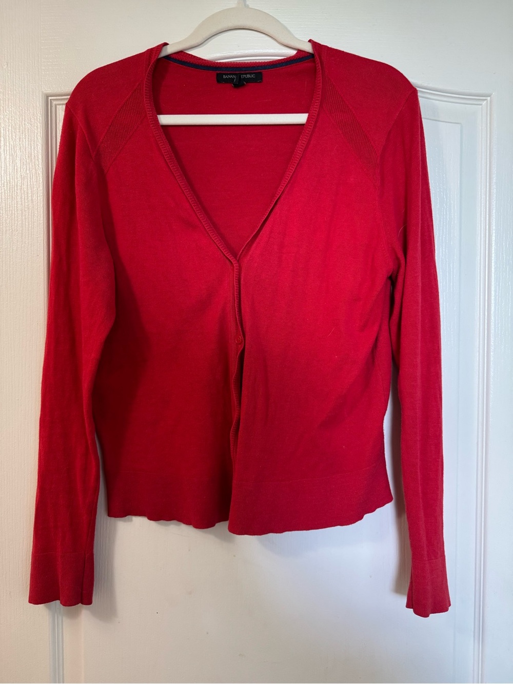 Banana Republic Cherry Red Lightweight V-Neck Cardigan
